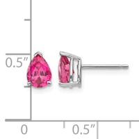 14K White Gold 7x5mm Pear Pink Spinel Post Earrings view 4