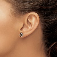 14K White Gold 7x 5mm Pear Smoky Quartz Post Earrings view 3