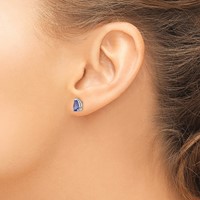 14K White Gold 7x 5mm Pear Tanzanite Post Earrings view 3