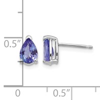 14K White Gold 7x 5mm Pear Tanzanite Post Earrings view 4