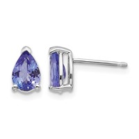 14K White Gold 7x 5mm Pear Tanzanite Post Earrings view 1