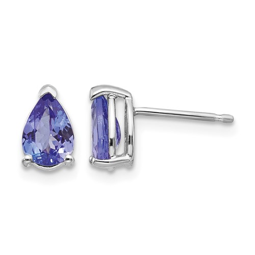 14K White Gold 7x 5mm Pear Tanzanite Post Earrings