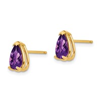 14K 8x5mm Pear Checker-cut Amethyst Post Earrings view 2