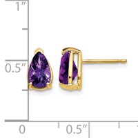 14K 8x5mm Pear Checker-cut Amethyst Post Earrings view 4