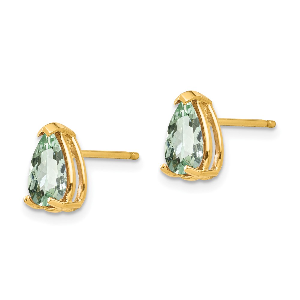 14k 8x5 Pear Green Quartz Earrings (XE81AG)