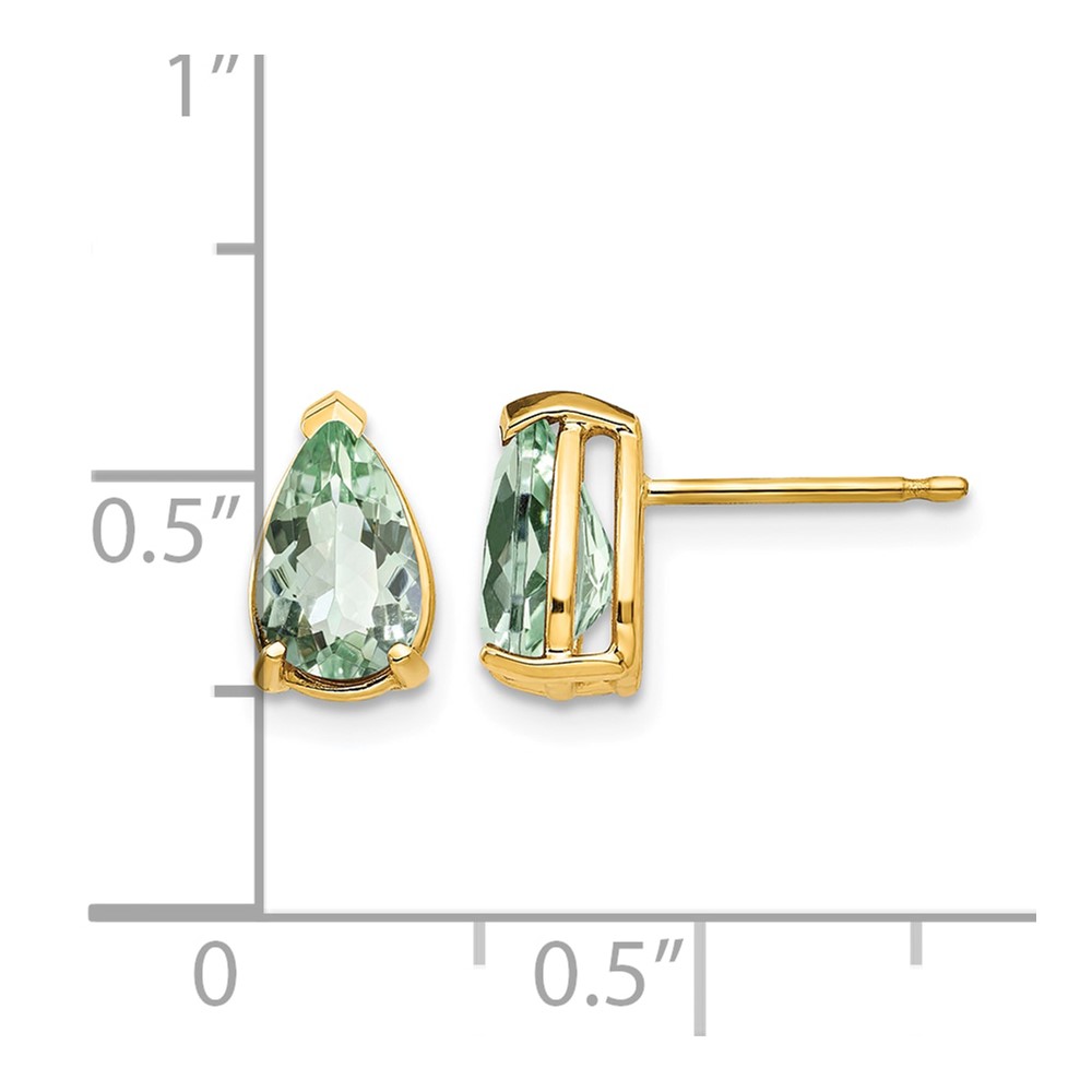 14k 8x5 Pear Green Quartz Earrings (XE81AG)