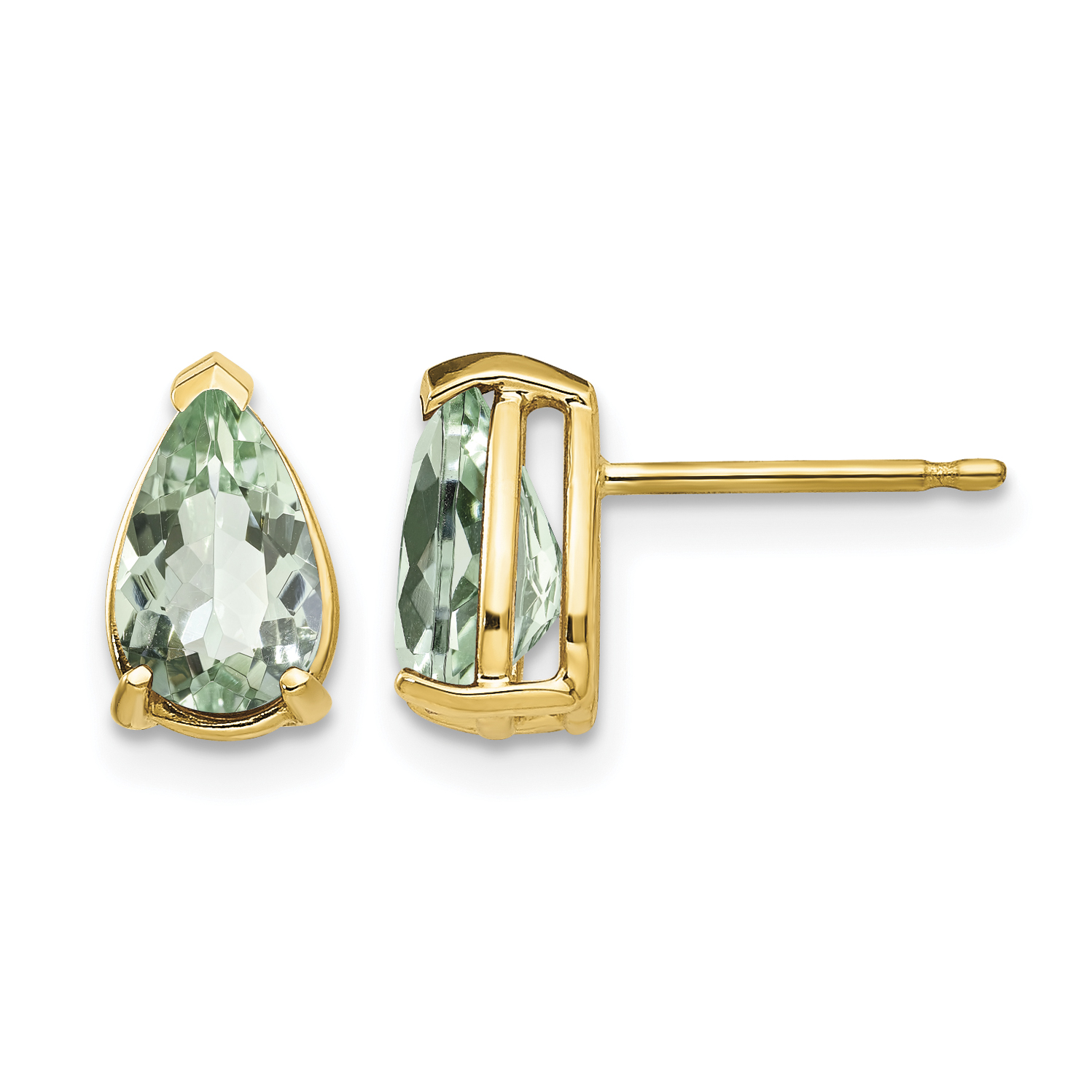 14k 8x5 Pear Green Quartz Earrings (XE81AG)