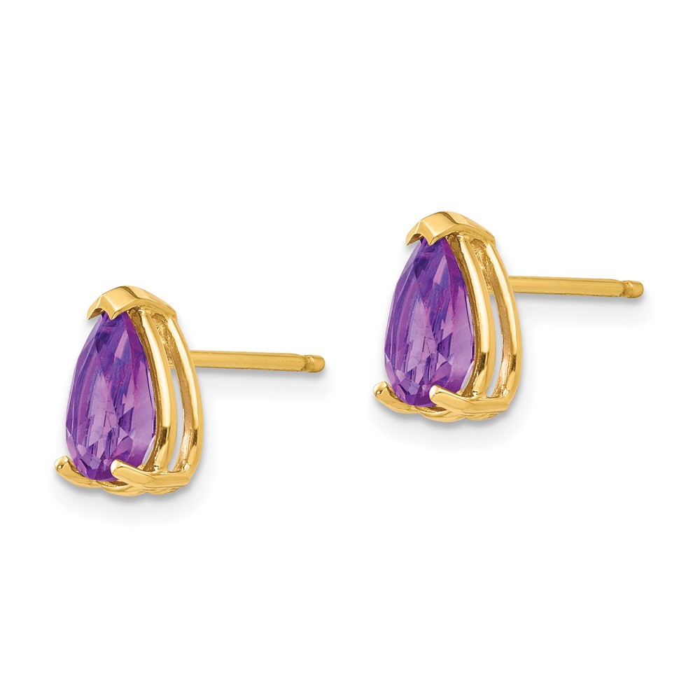 14k 8x5mm Pear Amethyst Earrings (XE81AM)