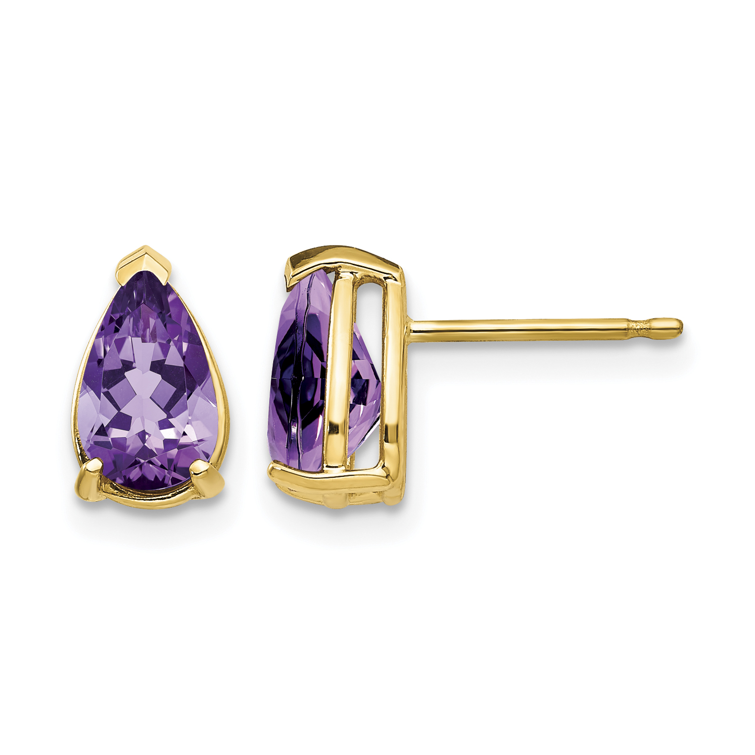 14k 8x5mm Pear Amethyst Earrings (XE81AM)