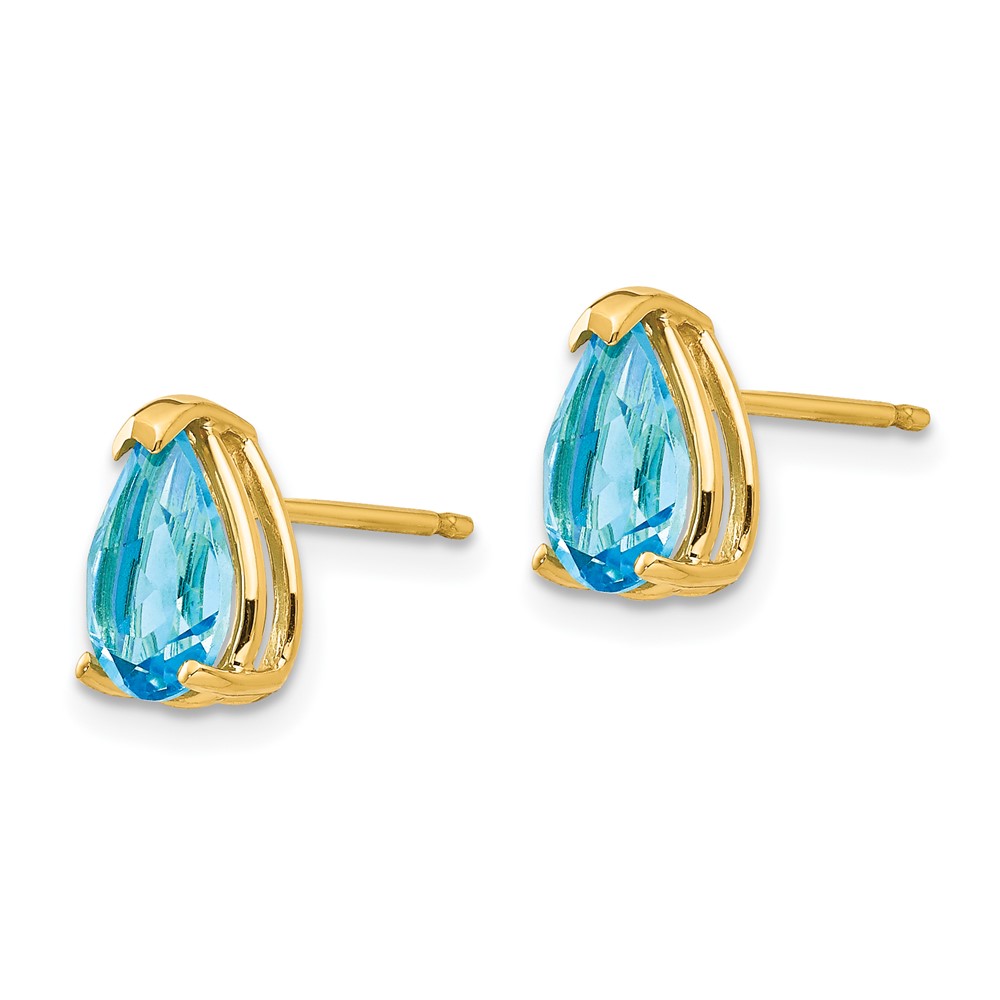 14k 8x5mm Pear Blue Topaz Earrings (XE81BT)
