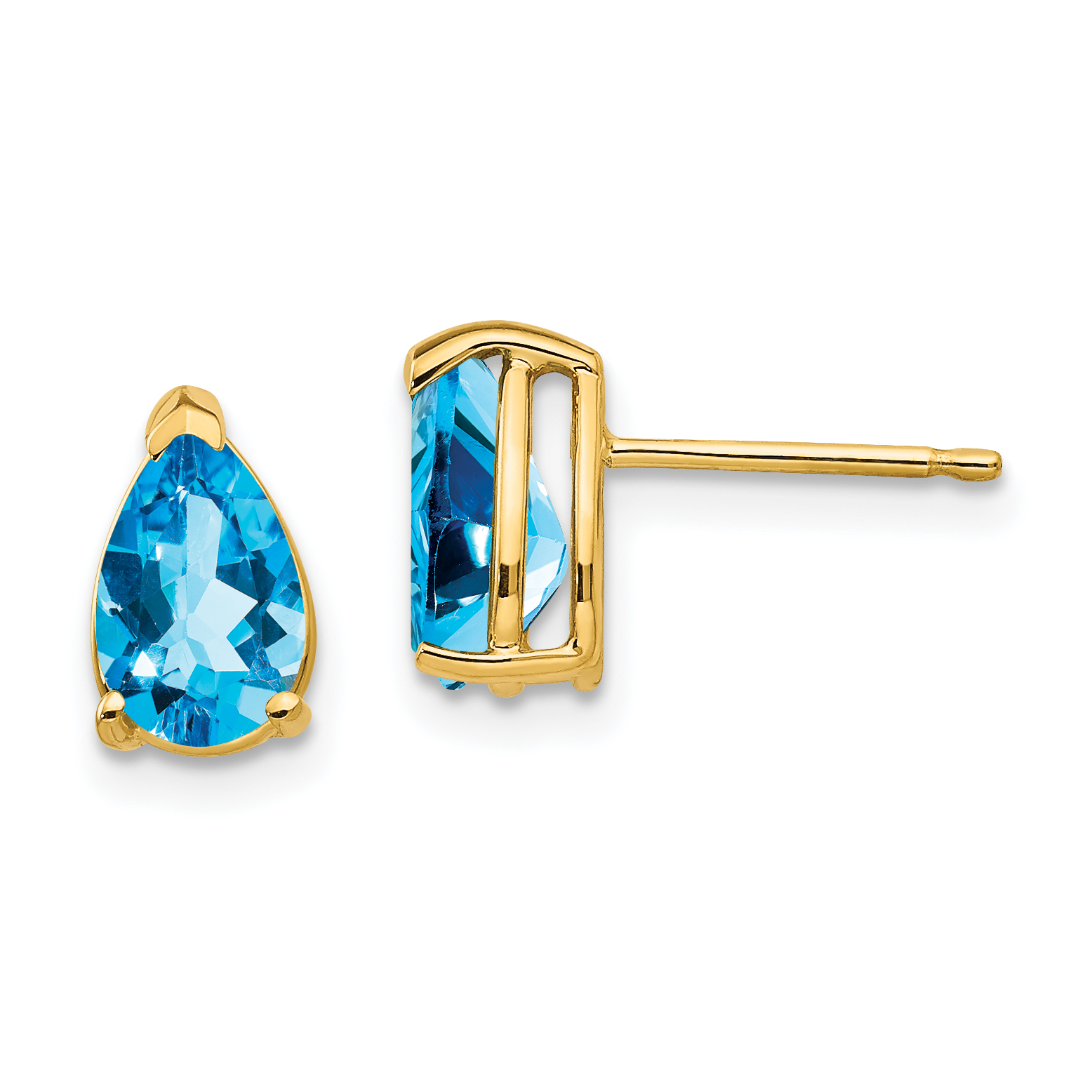 14k 8x5mm Pear Blue Topaz Earrings (XE81BT)