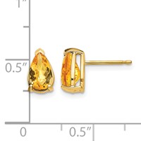 14K Yellow Gold 8x5mm Pear Checker-cut Citrine Post Earrings view 4
