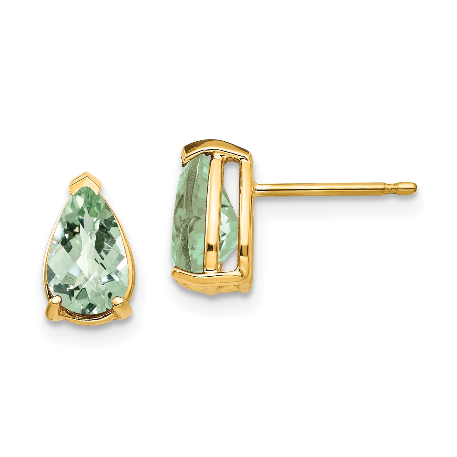 14k Yellow Gold 8x5 PEAR Green Amethyst Earrings for sale online eBay