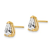 14K Yellow Gold 8x5mm Pear Cubic Zirconia Post Earrings view 2