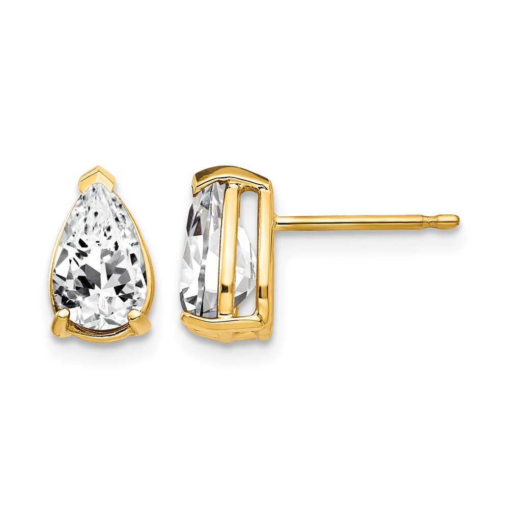 14K Yellow Gold 8x5mm Pear Cubic Zirconia Post Earrings