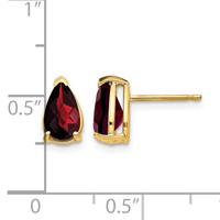 14K Yellow Gold 8x 5mm Pear Checker-cut Garnet Post Earrings view 4