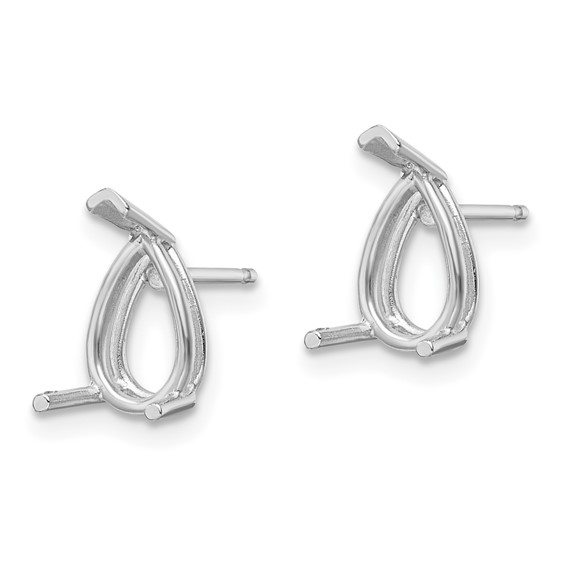 14k White Gold 8x5mm Pear Post Earring Mountings