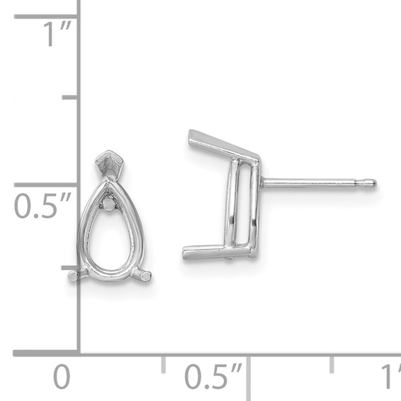 14k White Gold 8x5mm Pear Post Earring Mountings