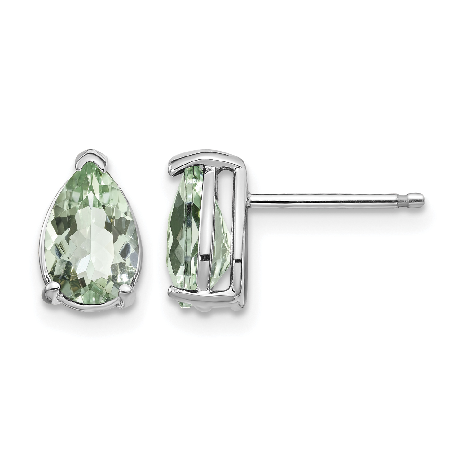 14kw 8x5 Pear Green Quartz Earrings (XE81WAG)