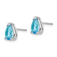 14K White Gold 8x 5mm Pear Blue Topaz Post Earrings view 2