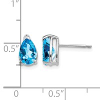14K White Gold 8x 5mm Pear Blue Topaz Post Earrings view 4