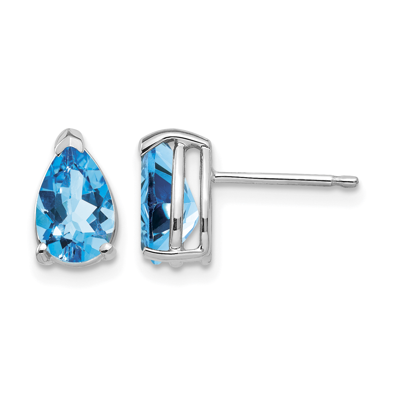 14k White Gold 8x5mm Pear Blue Topaz Earrings (XE81WBT)