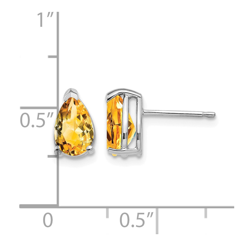 14k White Gold 8x5mm Pear Citrine Earrings (XE81WCI)
