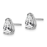 14K White Gold 8x 5mm Pear Cubic Zirconia Post Earrings view 2