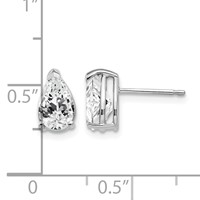 14K White Gold 8x 5mm Pear Cubic Zirconia Post Earrings view 4