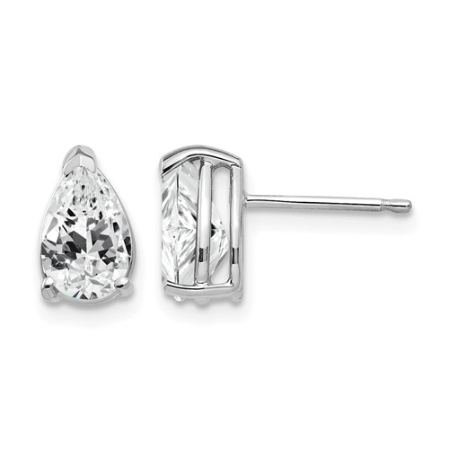 14K White Gold 8x 5mm Pear Cubic Zirconia Post Earrings
