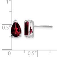 14K White Gold 8x 5mm Pear Garnet Post Earrings view 4
