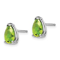14K White Gold 8x5mm Pear Peridot Post Earrings view 2