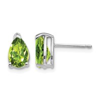 14K White Gold 8x5mm Pear Peridot Post Earrings view 1