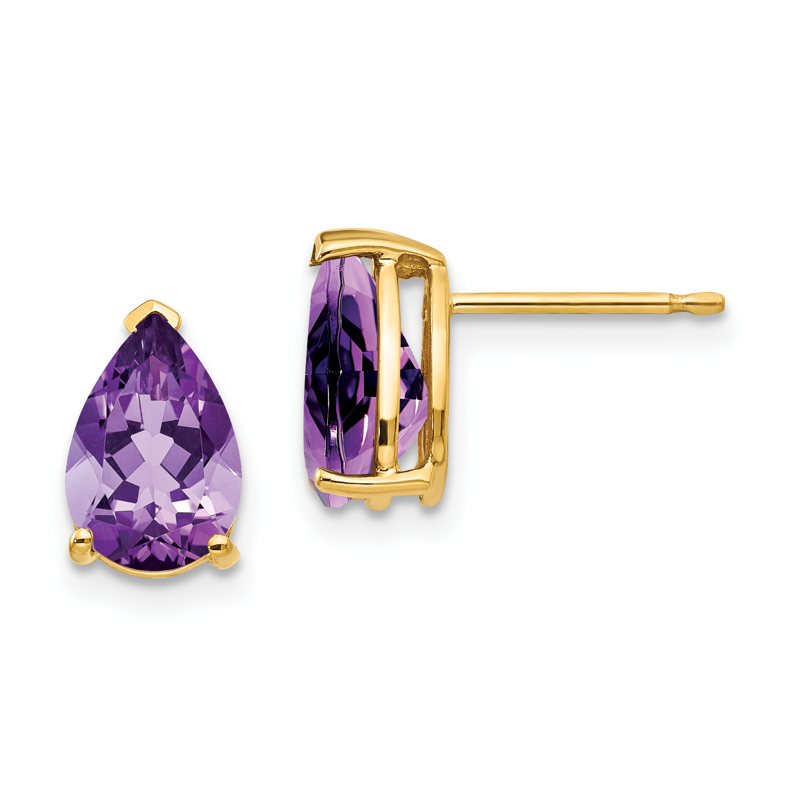 14k 9x6mm Pear Amethyst Earrings (XE82AM)