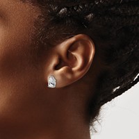 14K Yellow Gold 9x 6mm Pear Checker-cut Blue Topaz Post Earrings view 3