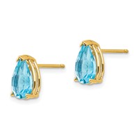 14K 9x6mm Pear Blue Topaz Post Earrings view 2