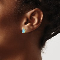 14K 9x6mm Pear Blue Topaz Post Earrings view 3