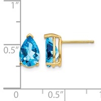 14K 9x6mm Pear Blue Topaz Post Earrings view 4