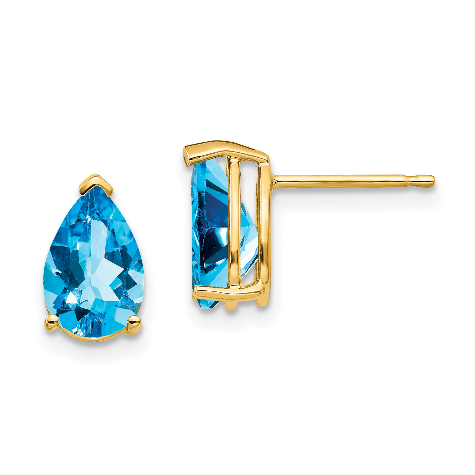 14k 9x6mm Pear Blue Topaz Earrings (XE82BT)