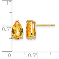 14K Yellow Gold 9x6mm Pear Checker-cut Citrine Post Earrings view 4