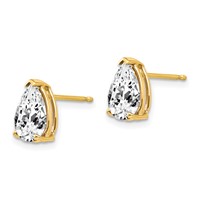 14K Yellow Gold 9x 6mm Pear Cubic Zirconia Post Earrings view 2
