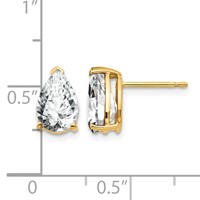 14K Yellow Gold 9x 6mm Pear Cubic Zirconia Post Earrings view 4
