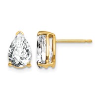 14K Yellow Gold 9x 6mm Pear Cubic Zirconia Post Earrings view 1