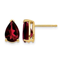 14K 9x6mm Pear Garnet Post Earrings view 1