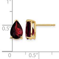 14K Yellow Gold 9x 6mm Pear Checker-cut Garnet Post Earrings view 4