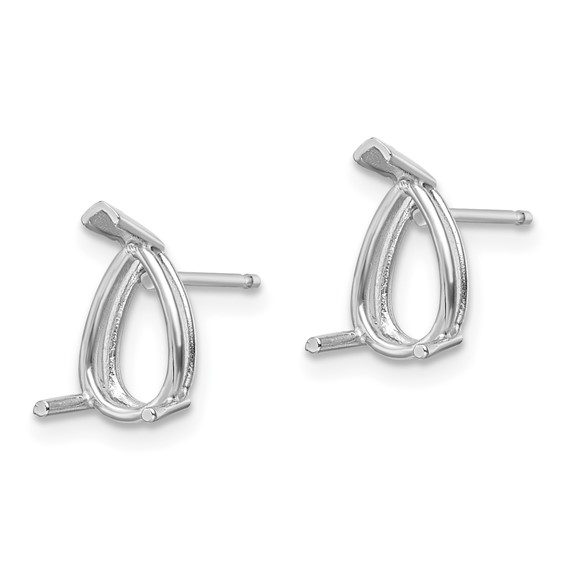 14k White Gold 9x6mm Pear Post Earring Mountings