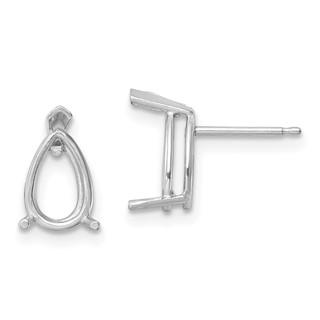 14k White Gold 9x6mm Pear Post Earring Mountings