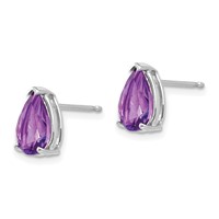 14K White Gold 9x 6mm Pear Amethyst Stud Earrings view 2