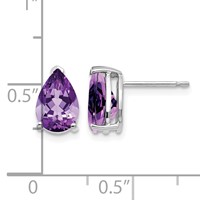 14K White Gold 9x 6mm Pear Amethyst Stud Earrings view 4