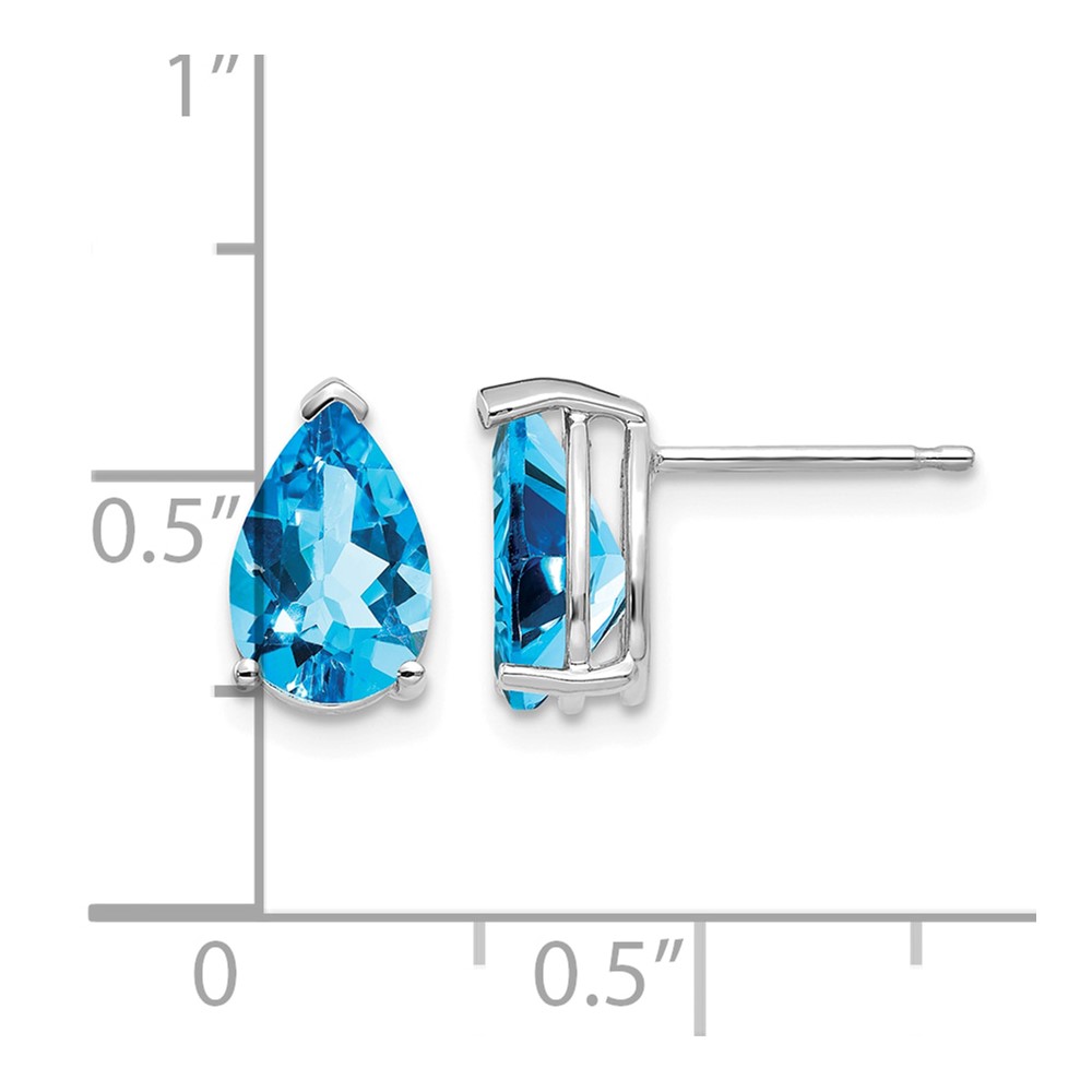 14k White Gold 9x6mm Blue Topaz Earrings (XE82WBT)